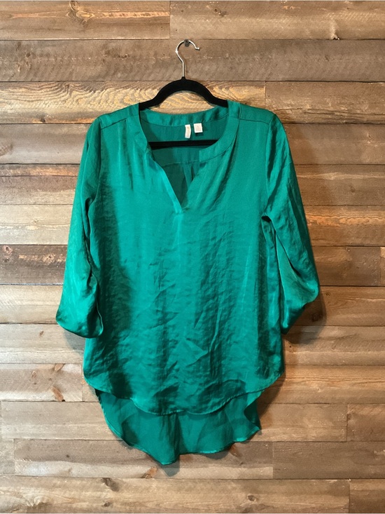 Tops - Cato Solid Emerald Green High Low Top Blouse Women’s Size Small